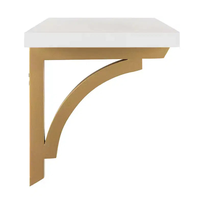 Mensola da parete tradizionale Corblynd in legno, 36" x 9", bianco/oro: elegante soluzione di archiviazione per la casa