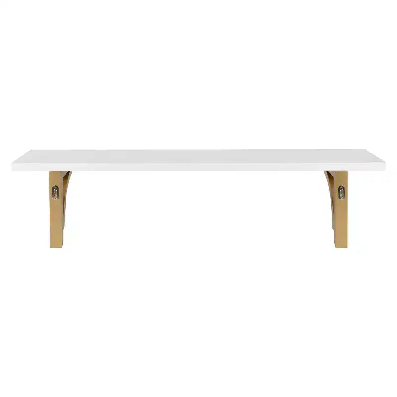 Mensola da parete tradizionale Corblynd in legno, 36" x 9", bianco/oro: elegante soluzione di archiviazione per la casa