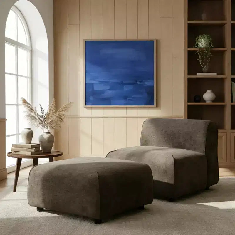 Poltrona imbottita con pouf, poltrona relax pigra, sedia da salotto con imbottitura morbida