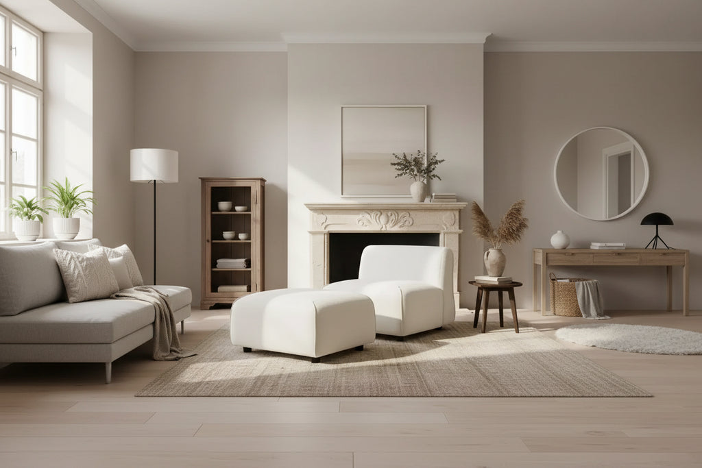 Poltrona imbottita con pouf, poltrona relax pigra, sedia da salotto con imbottitura morbida