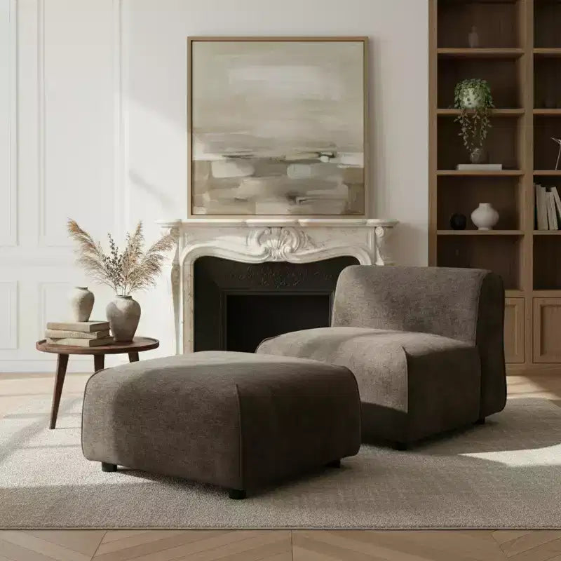 Poltrona imbottita con pouf, poltrona relax pigra, sedia da salotto con imbottitura morbida