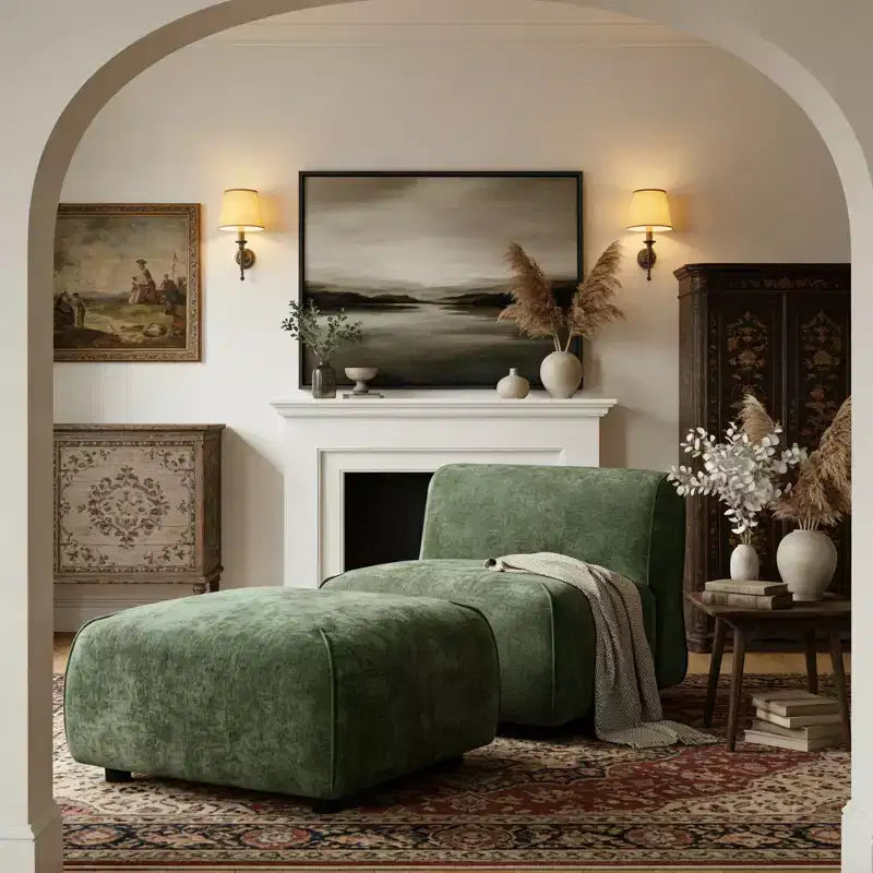 Poltrona imbottita con pouf, poltrona relax pigra, sedia da salotto con imbottitura morbida