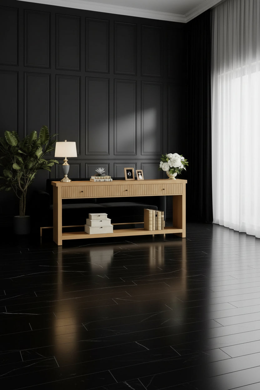 Console Table, Long Wooden Sofa Table with 3 Drawers