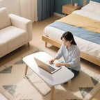 Tavolino pieghevole in legno, Tavolino pieghevole per laptop per piccoli spazi, Tavolino basso da studio per seduta a terra per soggiorno, camera da letto, ufficio, reparto