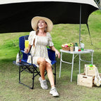 Sedia Pieghevole da Campeggio per Adulti - Sedia da Giardino Portatile con Tasca Laterale, Portabevande e Tavolino, Sedia da Regista Robusta per Camper, Spiaggia, Giardino e Cortile