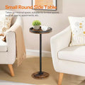 Tavolino rotondo piccolo, tavolino da tè/caffè Martini con base a piedistallo, tavolino rustico marrone per piccoli spazi