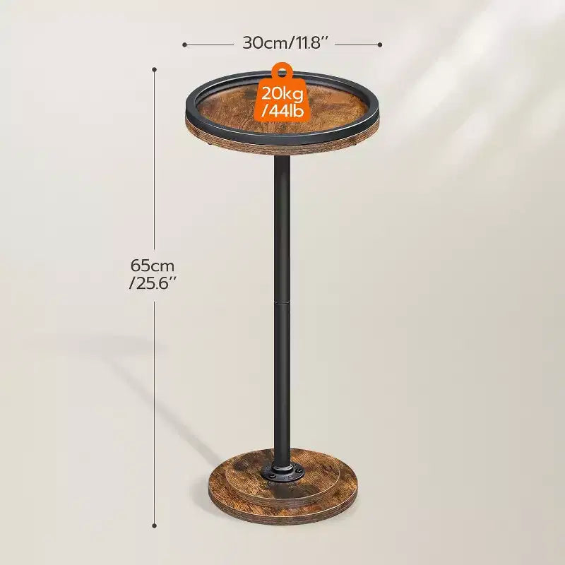 Tavolino rotondo piccolo, tavolino da tè/caffè Martini con base a piedistallo, tavolino rustico marrone per piccoli spazi