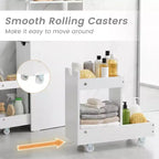 Mobile Contenitore Sottile con Ripiani Aperti, Cassetto Estraibile e Carrello Scorrevole per la Cucina