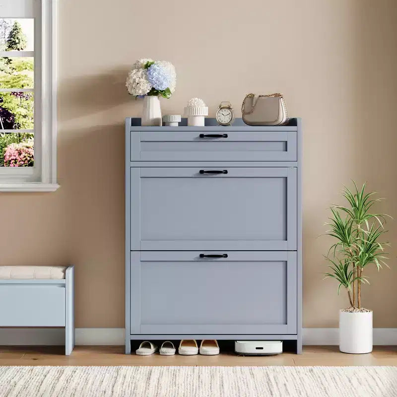 Scarpiera Moderna con Cesti a Ribalta, Salvaspazio per Ingressi, Resistente ed Elegante, Facile da Montare, Ideale per Famiglie Indaffarate