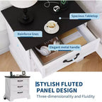 Comodino moderno in stile rustico con 3 ampi cassetti, tavolino laterale da 63 cm di larghezza in legno retrò, comodino grande per camera da letto, bianco