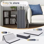 Materasso pieghevole da 4 pollici, topper in memory foam a tre ante con fodera lavabile per campeggio, letto per gli ospiti o camper, Queen