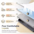 Materasso pieghevole da 4 pollici, topper in memory foam a tre ante con fodera lavabile per campeggio, letto per gli ospiti o camper, Queen