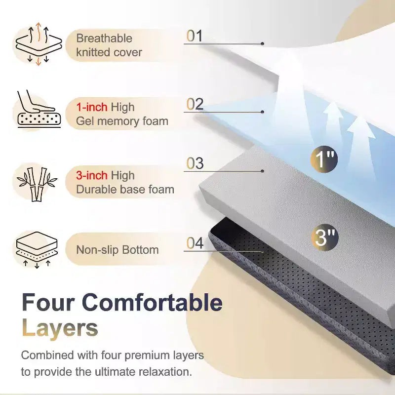Materasso pieghevole da 4 pollici, topper in memory foam a tre ante con fodera lavabile per campeggio, letto per gli ospiti o camper, Queen