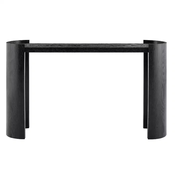 Tavolo da ingresso effetto legno nero con design curvo per ingresso o lato divano