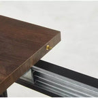 Tavolo da pranzo quadrato allungabile con gambe in metallo e piano in MDF, 140/180x80x75 cm, lunghezza regolabile, finitura noce