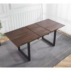Tavolo da pranzo quadrato allungabile con gambe in metallo e piano in MDF, 140/180x80x75 cm, lunghezza regolabile, finitura noce