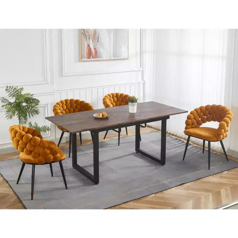 Tavolo da pranzo quadrato allungabile con gambe in metallo e piano in MDF, 140/180x80x75 cm, lunghezza regolabile, finitura noce