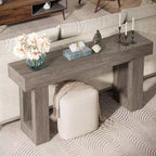 Tavolo consolle lungo 160 cm, tavolo da divano rettangolare in legno da mettere dietro al divano, tavolo da ingresso stile rustico per corridoio, soggiorno, grigio