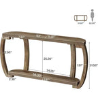 Consolle in legno stile rustico con ripiano aperto, tavolo da ingresso da 160 cm con gambe curve per soggiorno, corridoio, ingresso