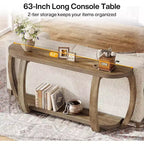 Consolle in legno stile rustico con ripiano aperto, tavolo da ingresso da 160 cm con gambe curve per soggiorno, corridoio, ingresso