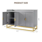 Credenza, mobile contenitore scanalato da 120 cm con ripiani regolabili per soggiorno cucina