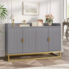 Credenza, mobile contenitore scanalato da 120 cm con ripiani regolabili per soggiorno cucina