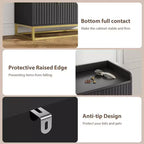 Credenza, mobile contenitore scanalato da 120 cm con ripiani regolabili per soggiorno cucina