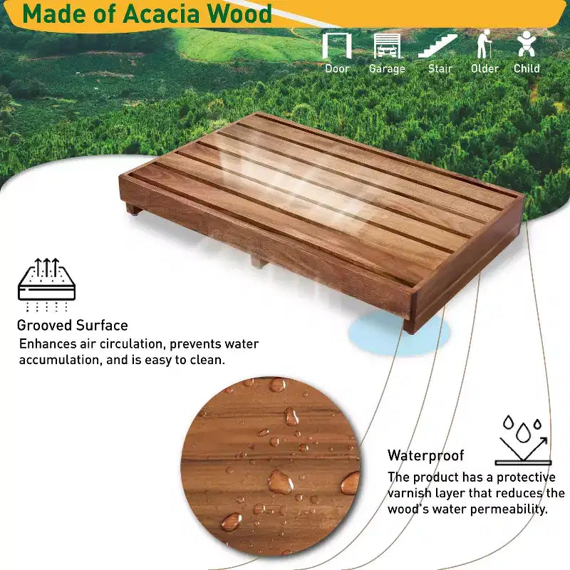 Pedana in legno di acacia, nessun montaggio, sgabello antiscivolo a un gradino per anziani, uso interno ed esterno