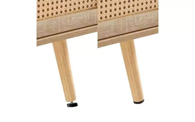 Tavolino da caffè moderno in rattan da 41,34 pollici con anta scorrevole, gambe in legno massello, adatto per il soggiorno, naturale