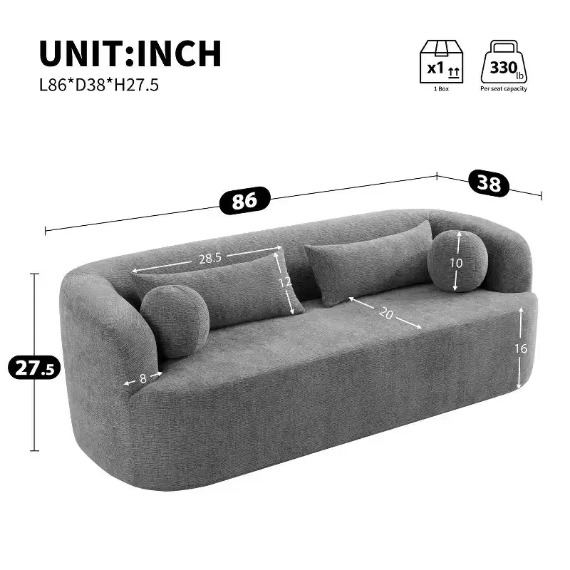 Divano a 3 posti imbottito senza struttura a nuvola Mason Modern Chenille con cuscini