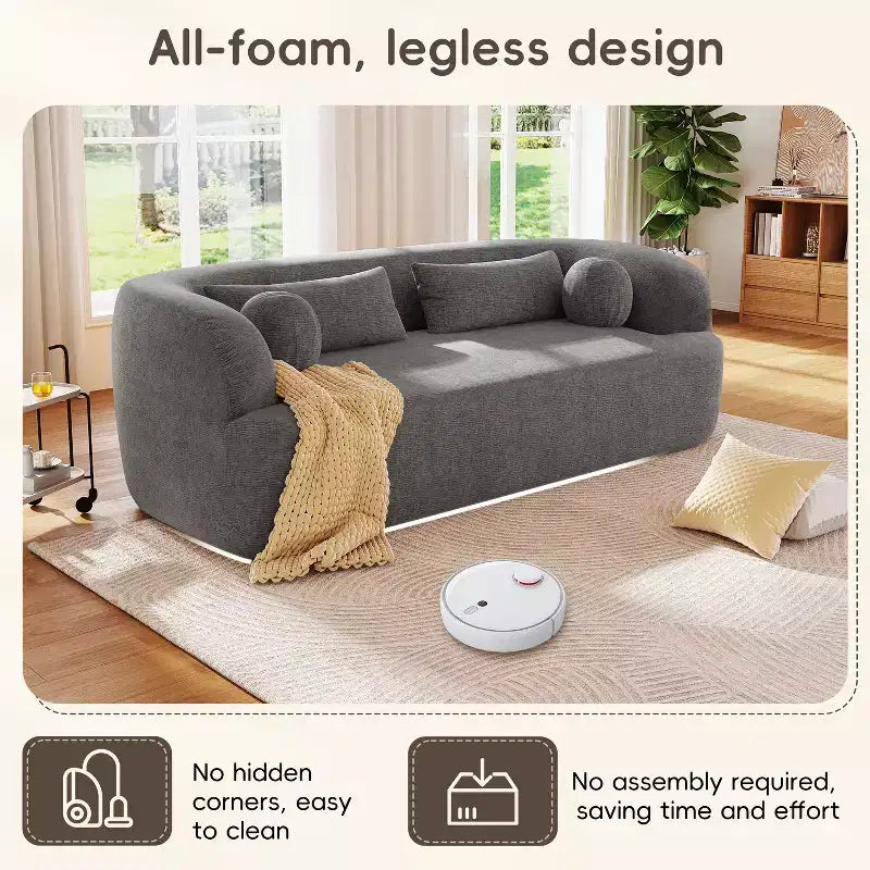 Divano a 3 posti imbottito senza struttura a nuvola Mason Modern Chenille con cuscini