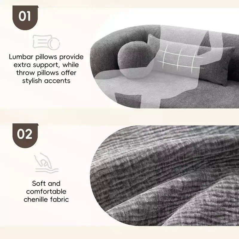 Divano a 3 posti imbottito senza struttura a nuvola Mason Modern Chenille con cuscini