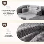 Divano a 3 posti imbottito senza struttura a nuvola Mason Modern Chenille con cuscini