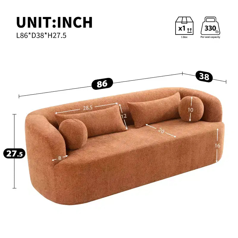 Divano a 3 posti imbottito senza struttura a nuvola Mason Modern Chenille con cuscini