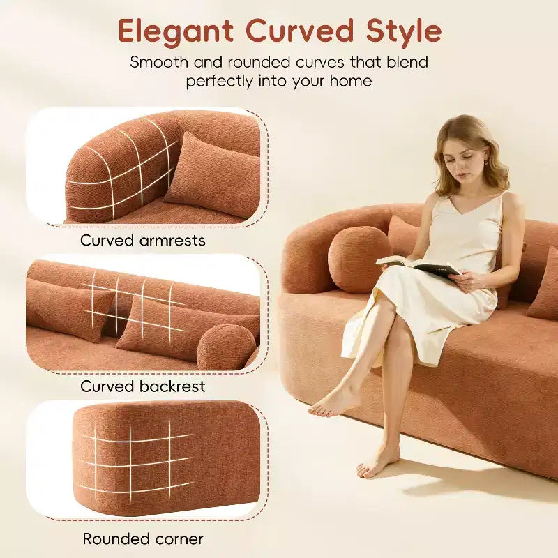 Divano a 3 posti imbottito senza struttura a nuvola Mason Modern Chenille con cuscini