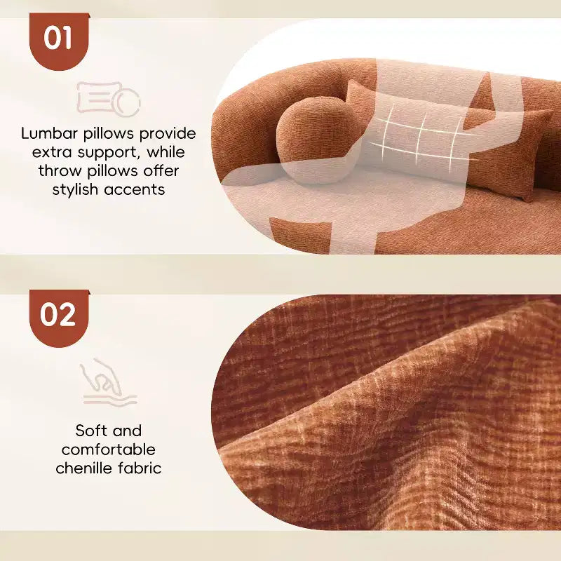 Divano a 3 posti imbottito senza struttura a nuvola Mason Modern Chenille con cuscini