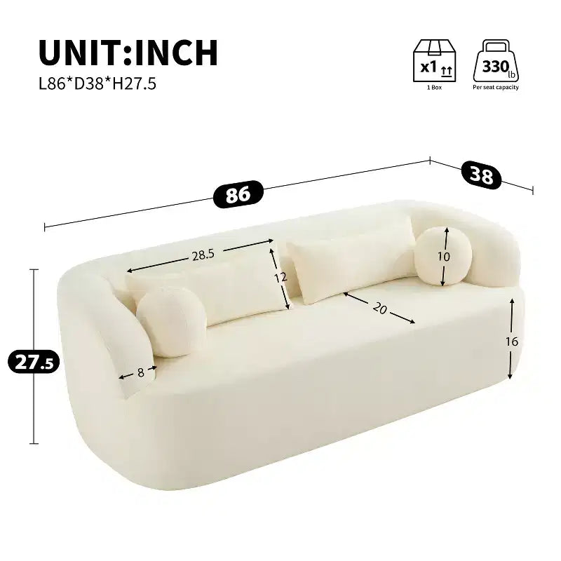 Divano a 3 posti imbottito senza struttura a nuvola Mason Modern Chenille con cuscini