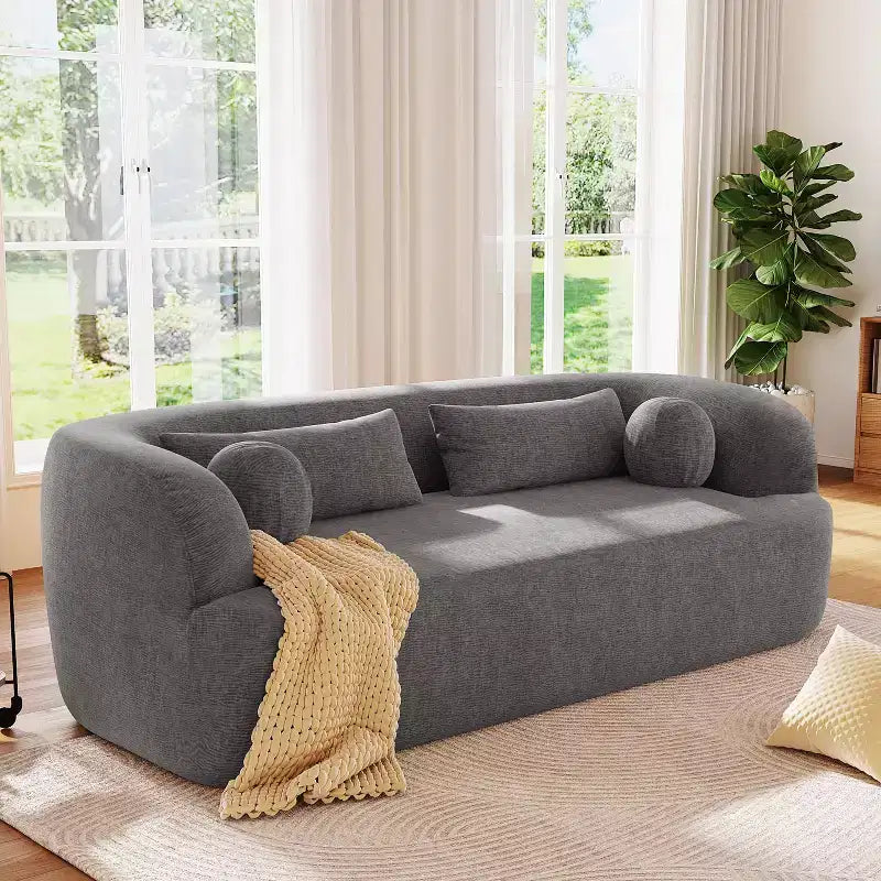 Divano a 3 posti imbottito senza struttura a nuvola Mason Modern Chenille con cuscini