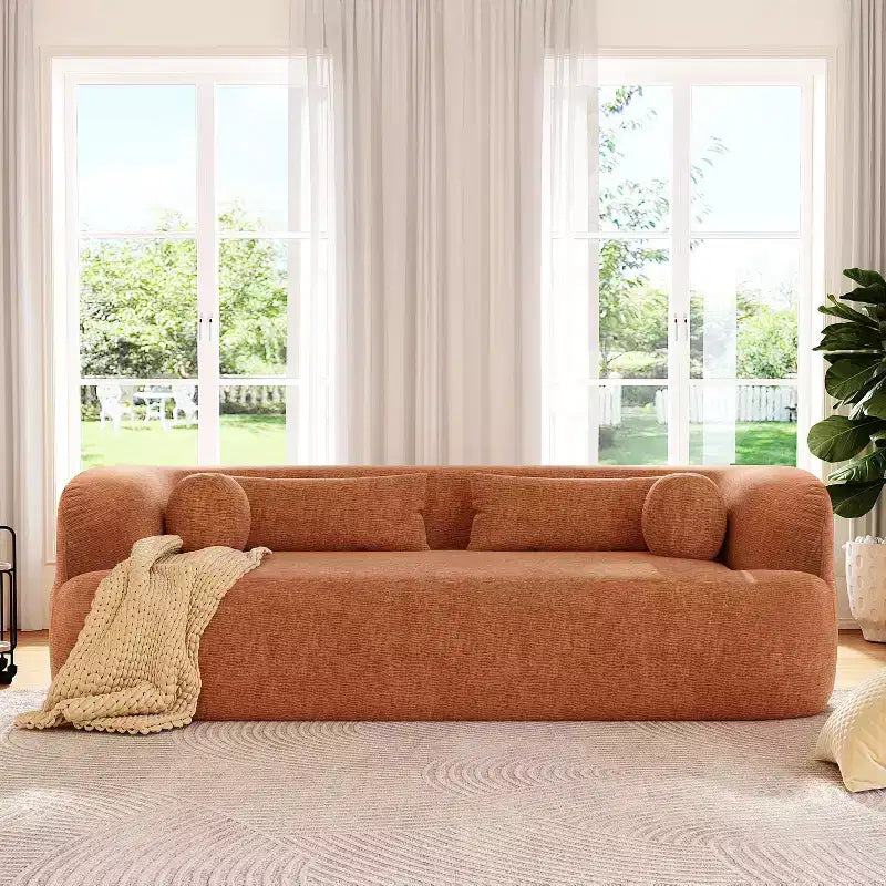 Divano a 3 posti imbottito senza struttura a nuvola Mason Modern Chenille con cuscini