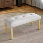 39.75 Upholstered Tufted Bench with Rubber Wood Legs for Multiple Room Use