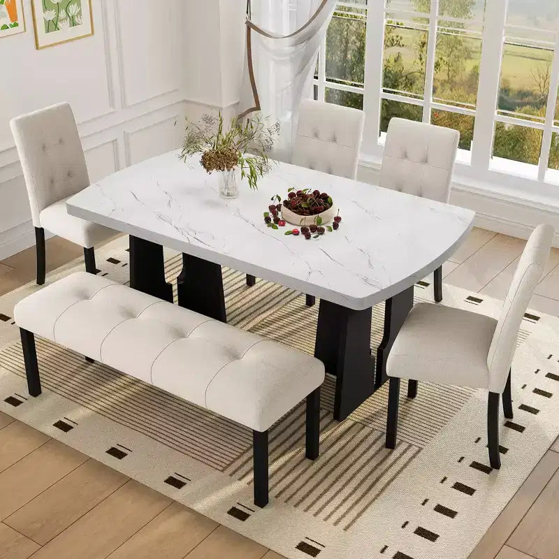 47.24 Moderna panca da pranzo trapuntata in lino con stile rustico e utilizzo versatile