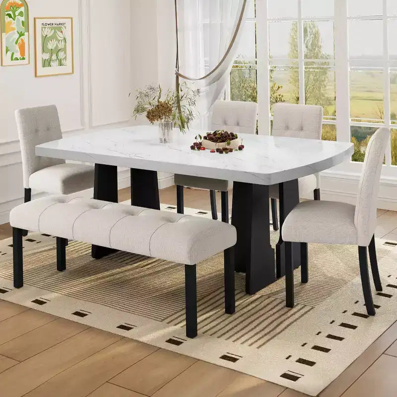 47.24 Moderna panca da pranzo trapuntata in lino con stile rustico e utilizzo versatile