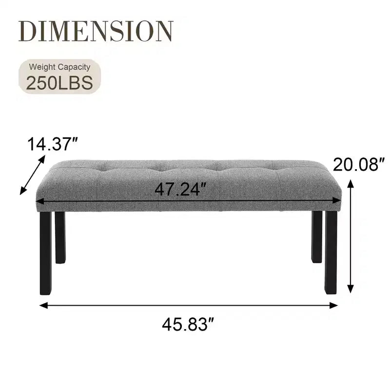 47.24 Moderna panca da pranzo trapuntata in lino con stile rustico e utilizzo versatile
