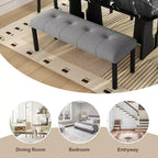 47.24 Moderna panca da pranzo trapuntata in lino con stile rustico e utilizzo versatile