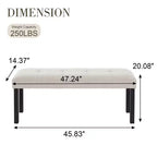 47.24 Moderna panca da pranzo trapuntata in lino con stile rustico e utilizzo versatile