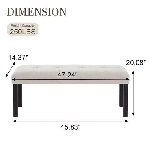 47.24 Moderna panca da pranzo trapuntata in lino con stile rustico e utilizzo versatile