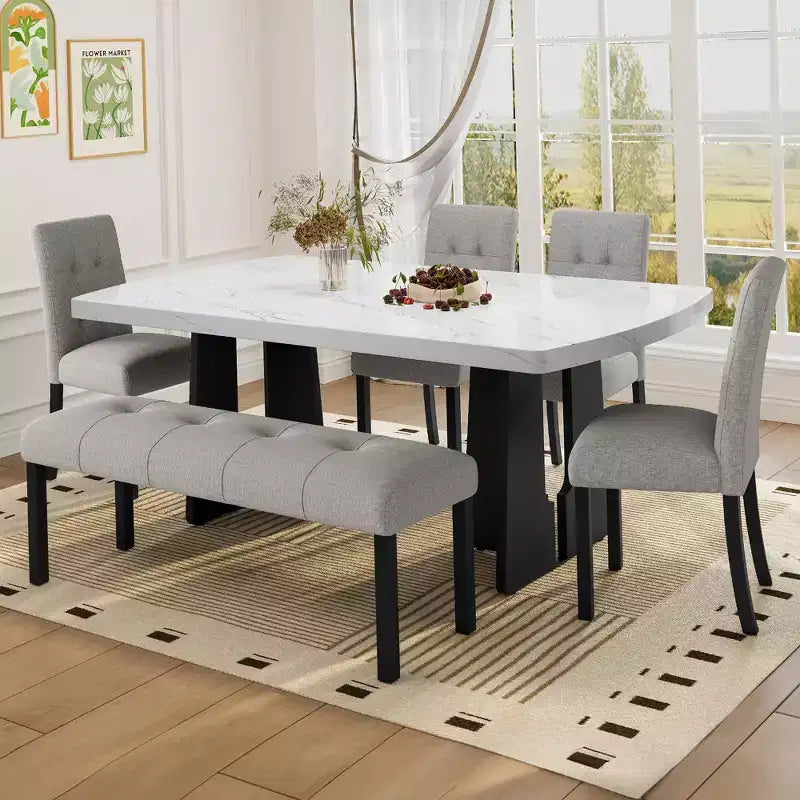 47.24 Moderna panca da pranzo trapuntata in lino con stile rustico e utilizzo versatile