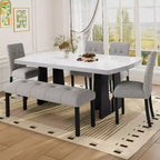 47.24 Moderna panca da pranzo trapuntata in lino con stile rustico e utilizzo versatile