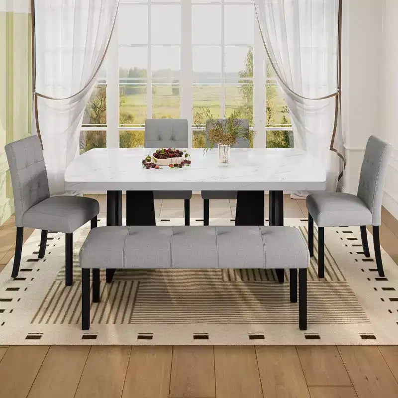 47.24 Moderna panca da pranzo trapuntata in lino con stile rustico e utilizzo versatile