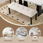 47.24 Moderna panca da pranzo trapuntata in lino con stile rustico e utilizzo versatile